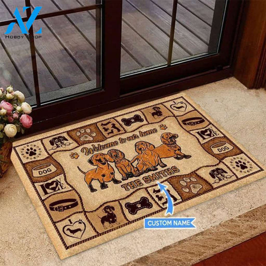 Dachshund Welcome To Our Home Custom Doormat | Welcome Mat | House Warming Gift