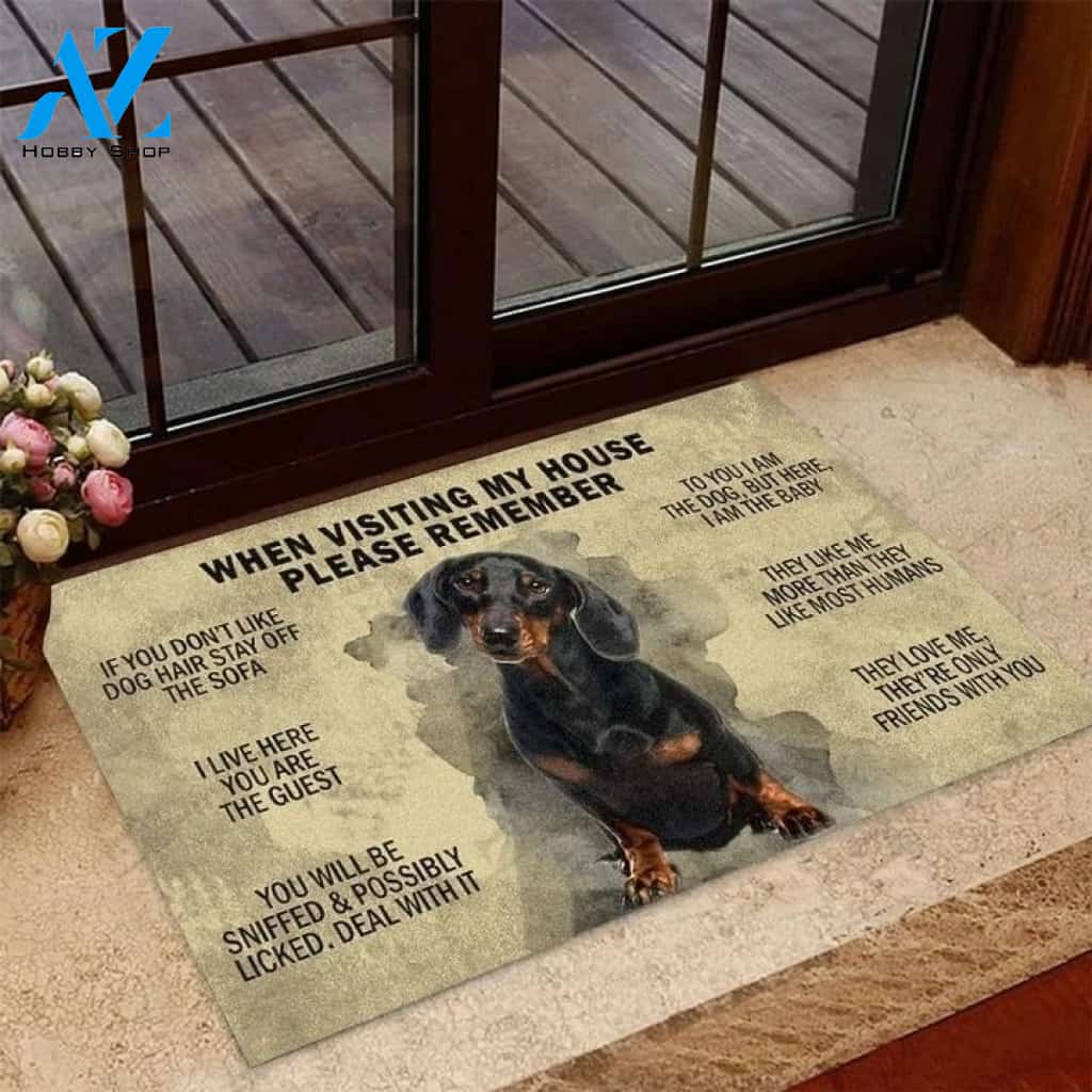 Dachshund When visiting my house please remember doormat