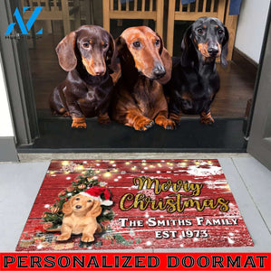 Dachshund with Merry Christmas M4 Custom Doormat All Over Printed (6228)