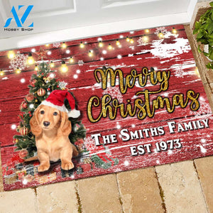 Dachshund with Merry Christmas M4 Custom Doormat All Over Printed (6228)