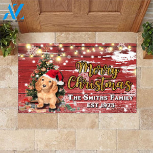 Dachshund with Merry Christmas M4 Custom Doormat All Over Printed (6228)