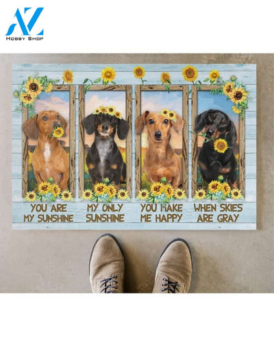 Dachshund You Are My Sunshine Sunflower Funny Indoor And Outdoor Doormat Gift For Dog Lovers Decor Warm House Gift Welcome Mat