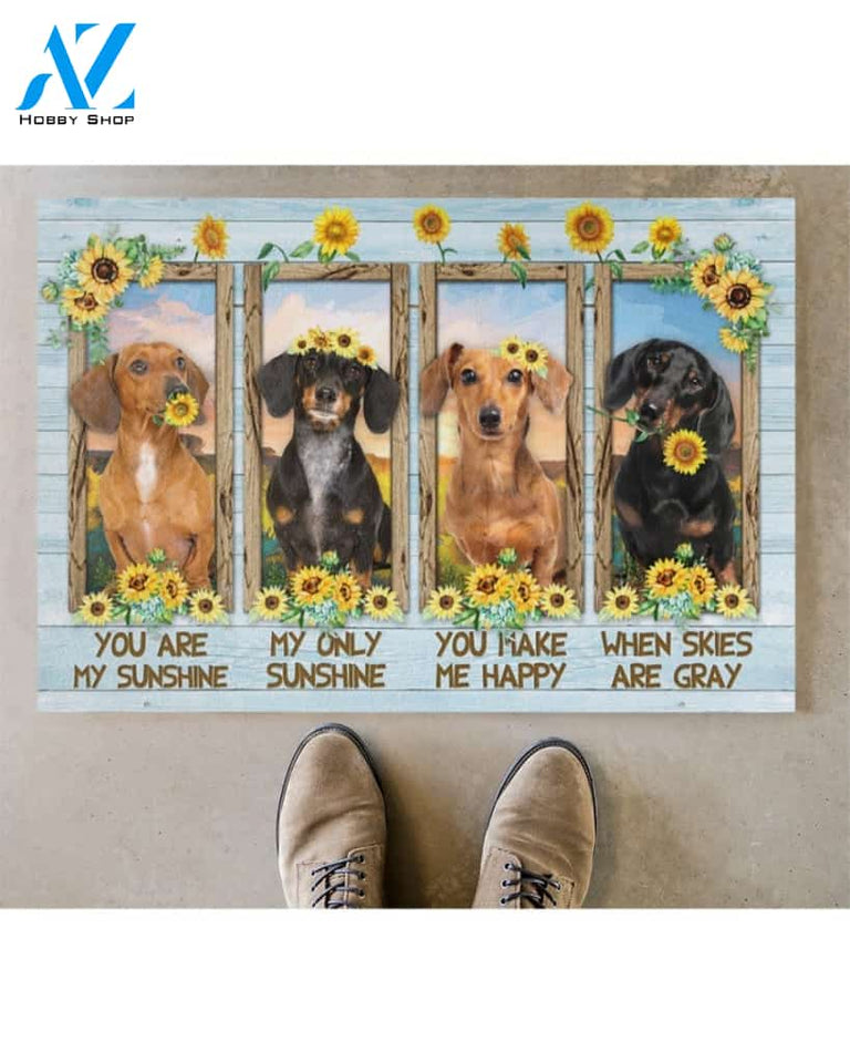 Dachshund You Are My Sunshine Sunflower Funny Indoor And Outdoor Doormat Gift For Dog Lovers Decor Warm House Gift Welcome Mat