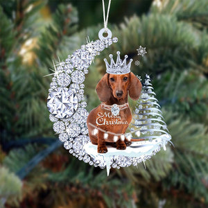 Dachshund Diamond Moon Merry Christmas Ornament Christmas Tree Hanging Ornament