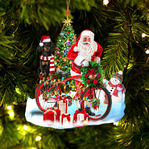 Godmerch- Ornament- dachshund On Santa's Bike Ornament Dog Ornament, Car Ornament, Christmas Ornament