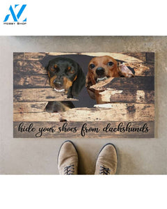 Dachshunds Hide your Shoes - Dachshund Doormat Indoor and Outdoor Doormat Warm House Gift Welcome Mat Gift for Dachshund Dog Lovers Birthday Gift