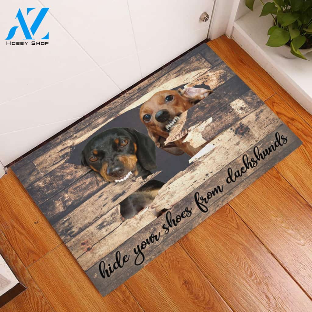 Dachshunds Hide Your Shoes Doormat | Welcome Mat | House Warming Gift