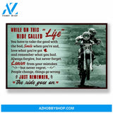 Dad and Child Motorcycle Riding Canvas And Poster, Wall Decor Visual Art, Gift Father's Day