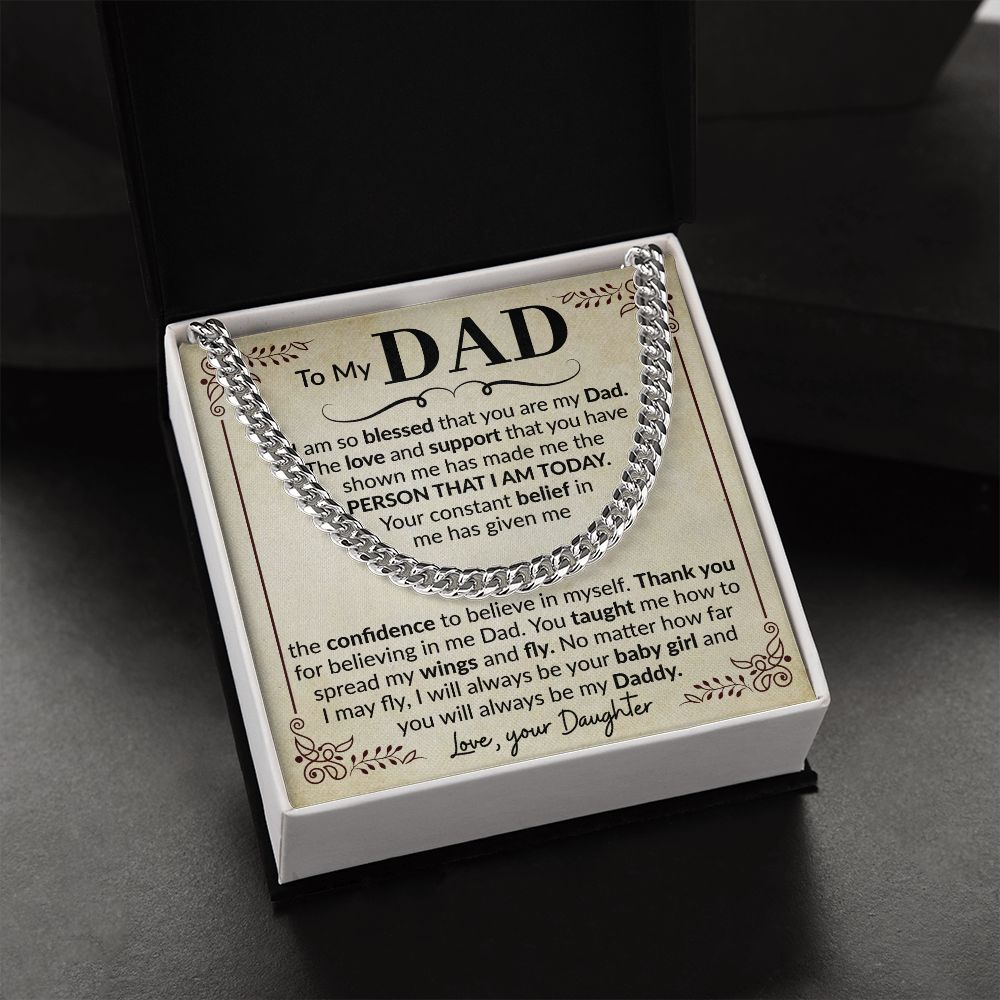 Dad Blessed Cuban Link Chain Necklace for Men