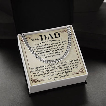 Dad Blessed Cuban Link Chain Necklace for Men