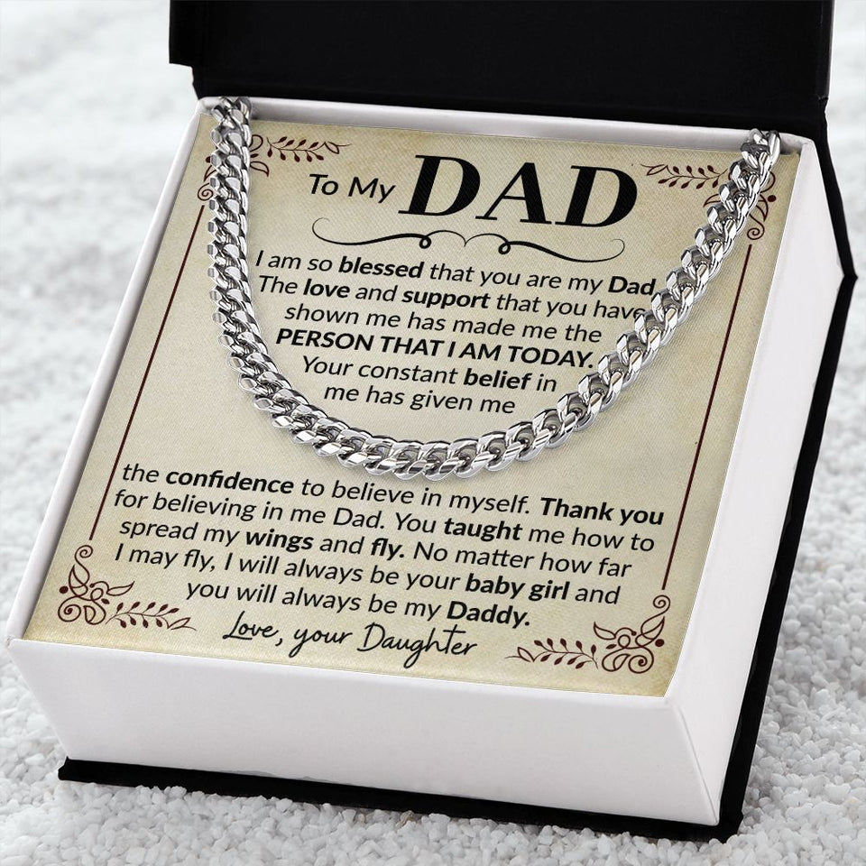 Dad Blessed Cuban Link Chain Necklace for Men