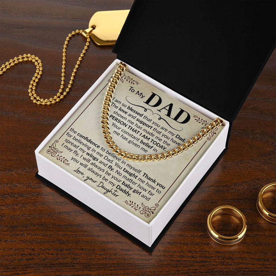 Dad Blessed Cuban Link Chain Necklace for Men