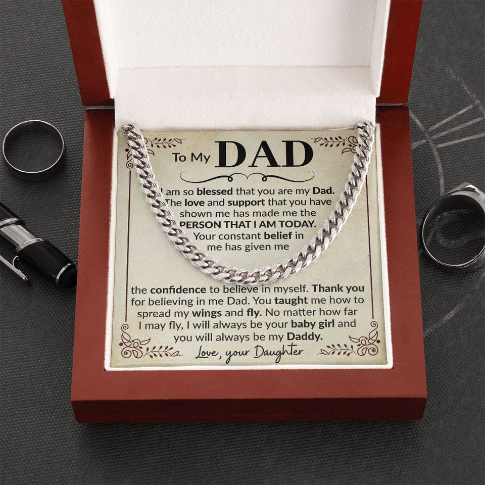 Dad Blessed Cuban Link Chain Necklace for Men