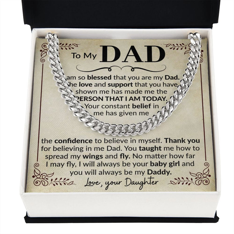 Dad Blessed Cuban Link Chain Necklace for Men