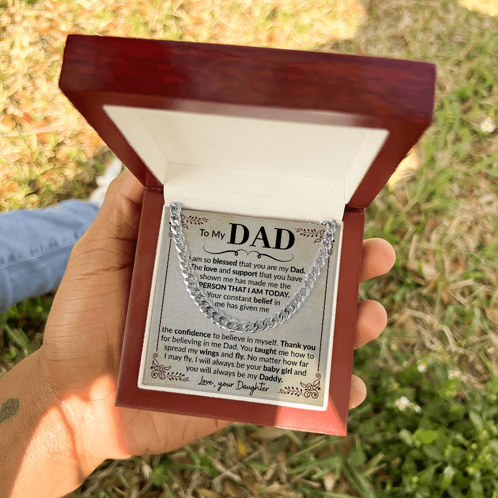 Dad Blessed Cuban Link Chain Necklace for Men
