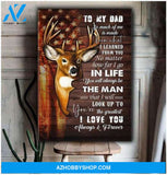 Dad Canvas To My Dad SO Much Of Me Is Made From What I Learned From You American Flag Deer Wooden Vintage Canvas Wall Art Full Size