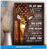 Dad Canvas To My Dad SO Much Of Me Is Made From What I Learned From You American Flag Deer Wooden Vintage Canvas Wall Art Full Size