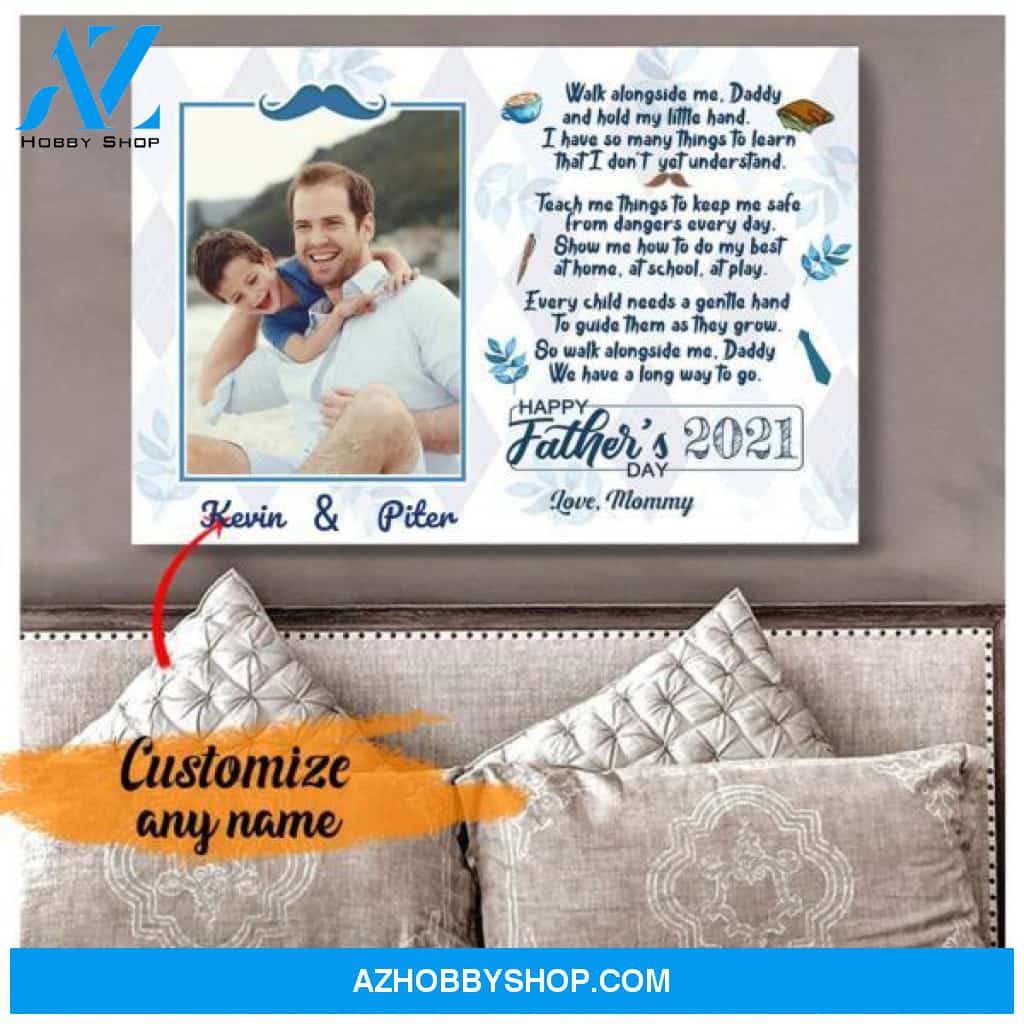 Dad Custom Text and Photo - Personalized Canvas, Canvas Wall Art, Wall Decor Visual Art Fathers, Happy Father's Day, 1st Fathers Day Pg0002