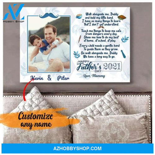 Dad Custom Text and Photo - Personalized Canvas, Canvas Wall Art, Wall Decor Visual Art Fathers, Happy Father's Day, 1st Fathers Day Pg0002