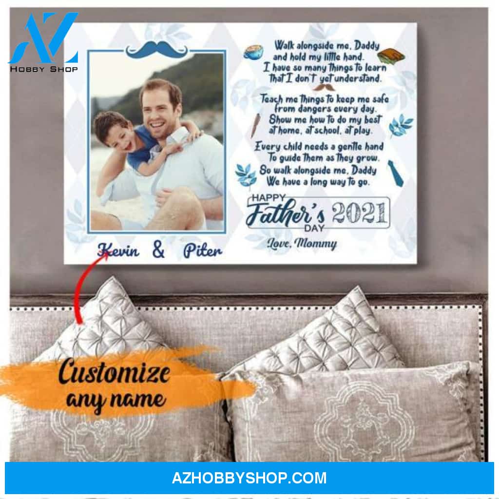 Dad Custom Text and Photo - Personalized Canvas, Canvas Wall Art, Wall Decor Visual Art Fathers, Happy Father's Day, 1st Fathers Day Pg0002
