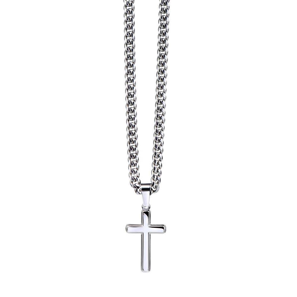 Dad Engraved Cross Necklace on Cuban Link Chain
