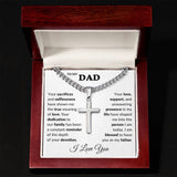 Dad Engraved Cross Necklace on Cuban Link Chain