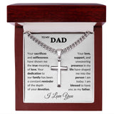 Dad Engraved Cross Necklace on Cuban Link Chain