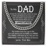Dad I Know It's Not Easy Cuban Chain Necklace for Men