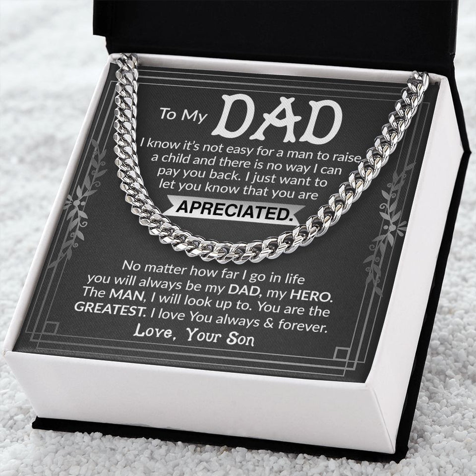 Dad I Know It's Not Easy Cuban Chain Necklace for Men