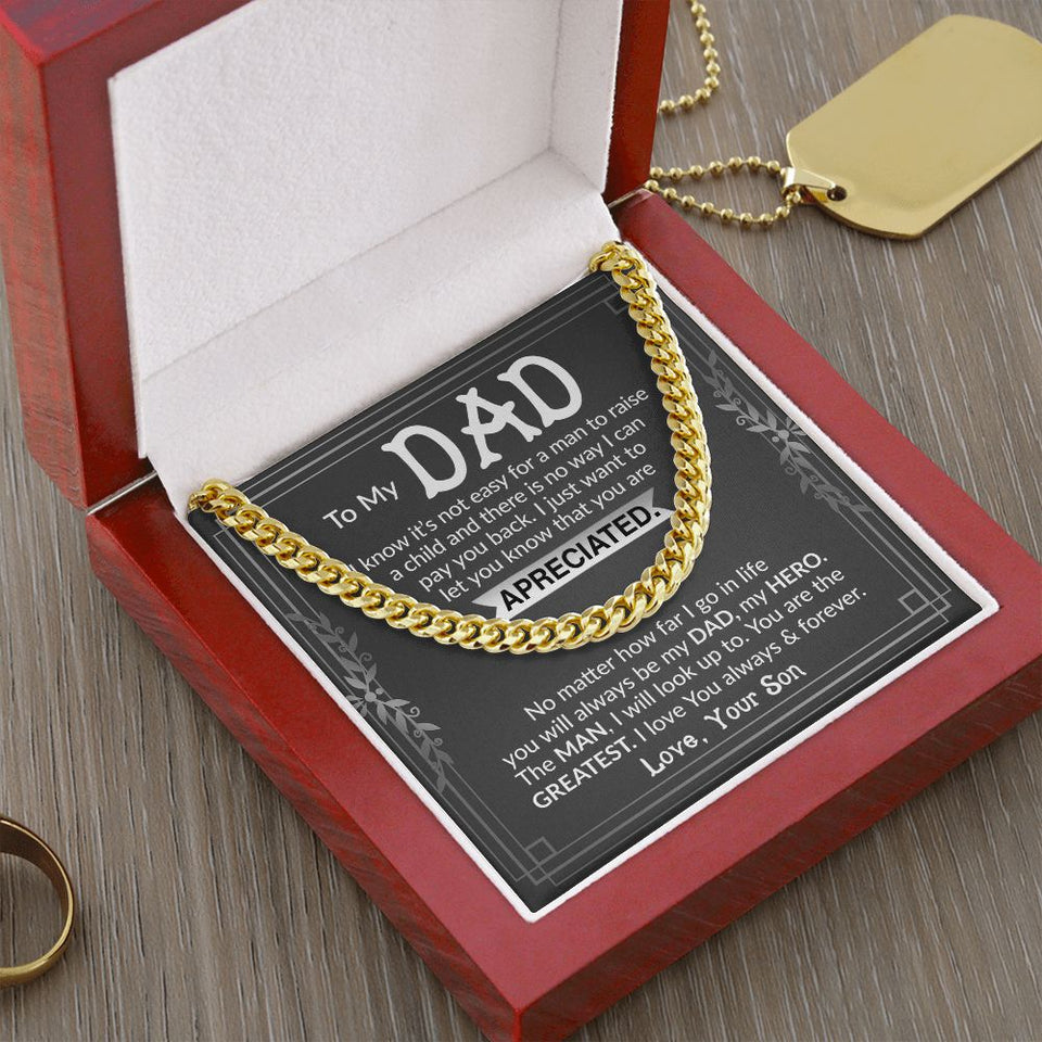 Dad I Know It's Not Easy Cuban Chain Necklace for Men