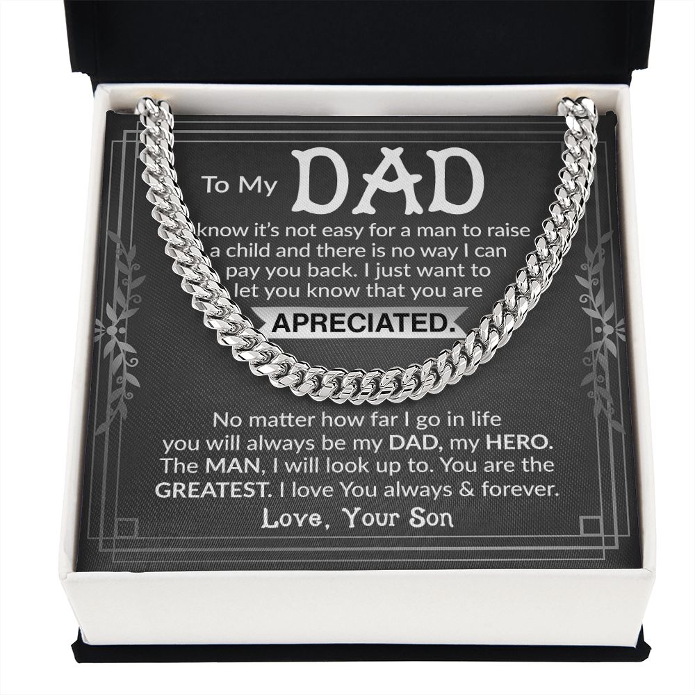 Dad I Know It's Not Easy Cuban Chain Necklace for Men