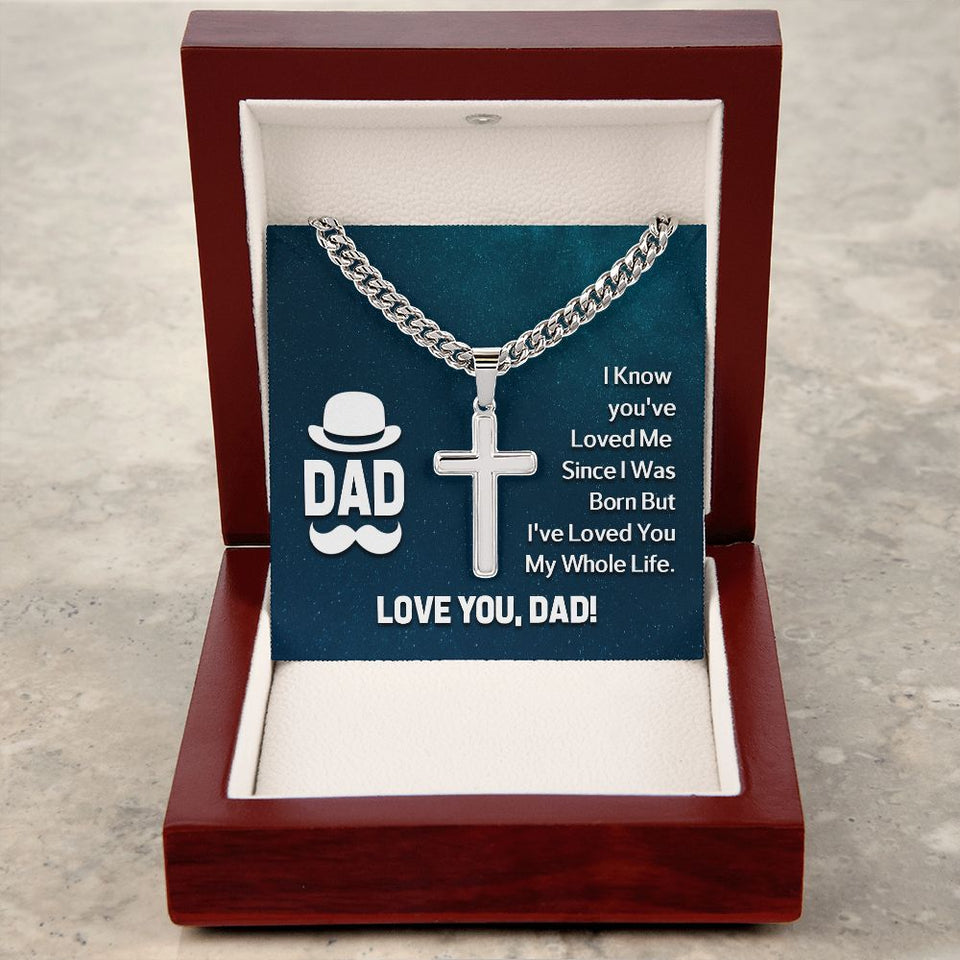 Dad I Know Personalized Cross Necklace with Cuban Chain