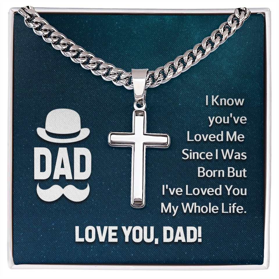 Dad I Know Personalized Cross Necklace with Cuban Chain