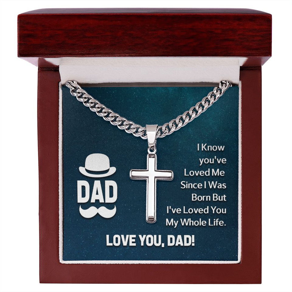 Dad I Know Personalized Cross Necklace with Cuban Chain