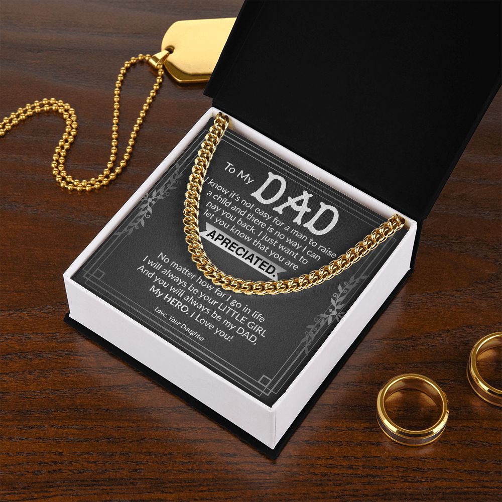 Dad My Hero Cuban Link Chain Necklace for Men