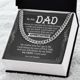 Dad My Hero Cuban Link Chain Necklace for Men