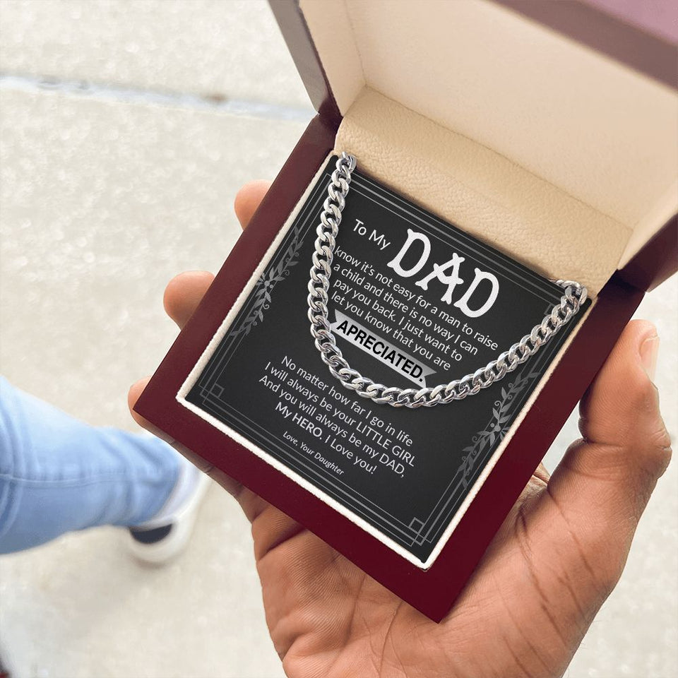 Dad My Hero Cuban Link Chain Necklace for Men