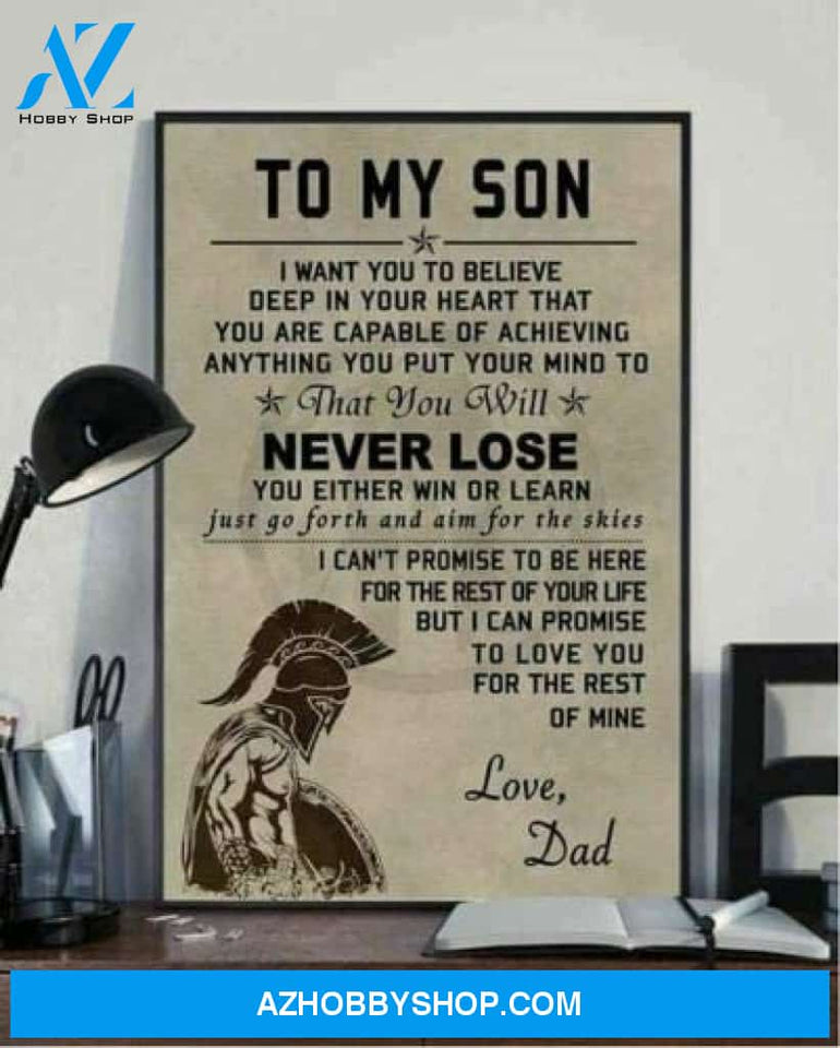 Dad Spartan Warriors To My Son Canvas And Poster Wall Art Gift Family