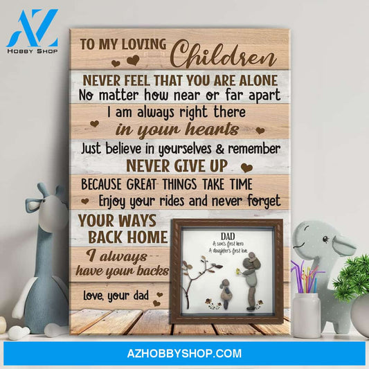 Dad to children - I'm always right there in your heart - Family Portrait Canvas Prints, Wall Art
