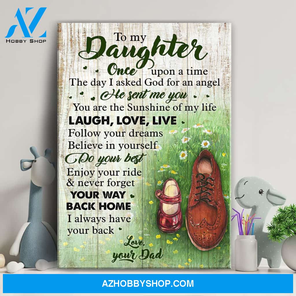 Dad to daughter - I asked God for an angel and he sent me you - Family Portrait Canvas Prints, Wall Art
