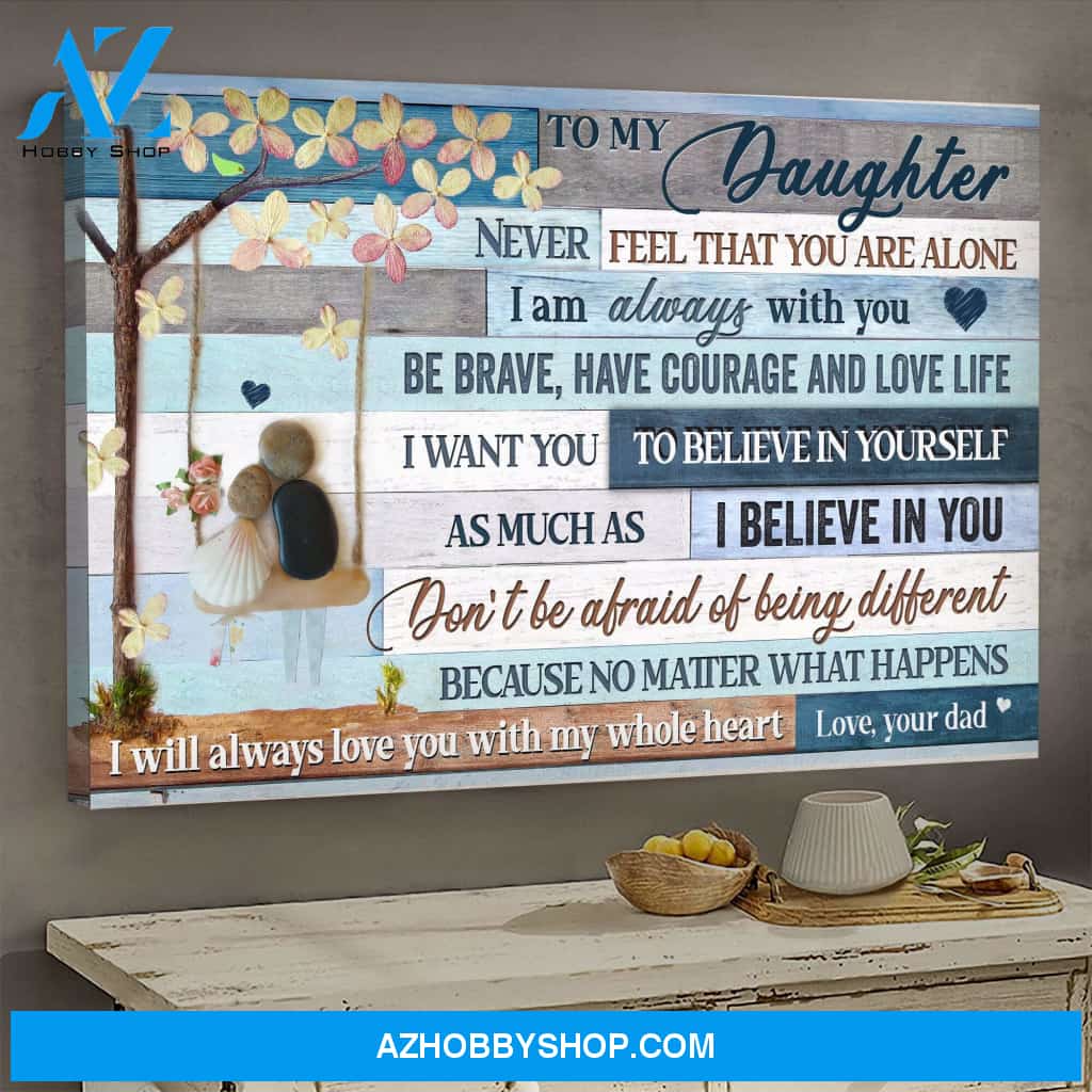 Dad to daughter - Dad daughter sitting on swing - Never feel that you are alone - Landscape Canvas Prints, Wall Art