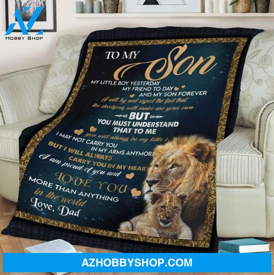 Dad To My Son My Little Boy My Son Forever Lion Blanket Quilt