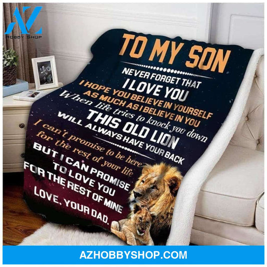 Dad To Son Fleece Blanket This Old Lion Gift For Son Family Blanket