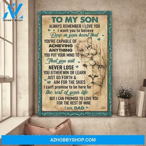 Dad to son - Lion - Always remember I love you - Family Portrait Canvas Prints, Wall Art