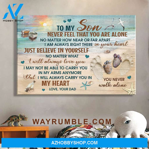 Dad to Son - On the beach - No matter what I will always love you - Family Landscape Canvas Prints, Wall Art