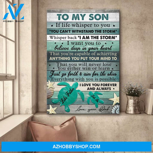 Dad to son - Turtle - Just go forth & aim for the skies - Family Portrait Canvas Prints, Wall Art