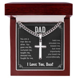 dad - you are a man like no other Personalized Cross Necklace with Cuban Chain