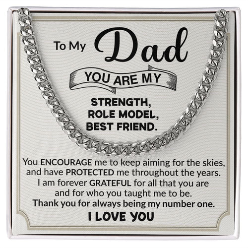 Dad You Are My Strength Cuban Link Chain Necklace