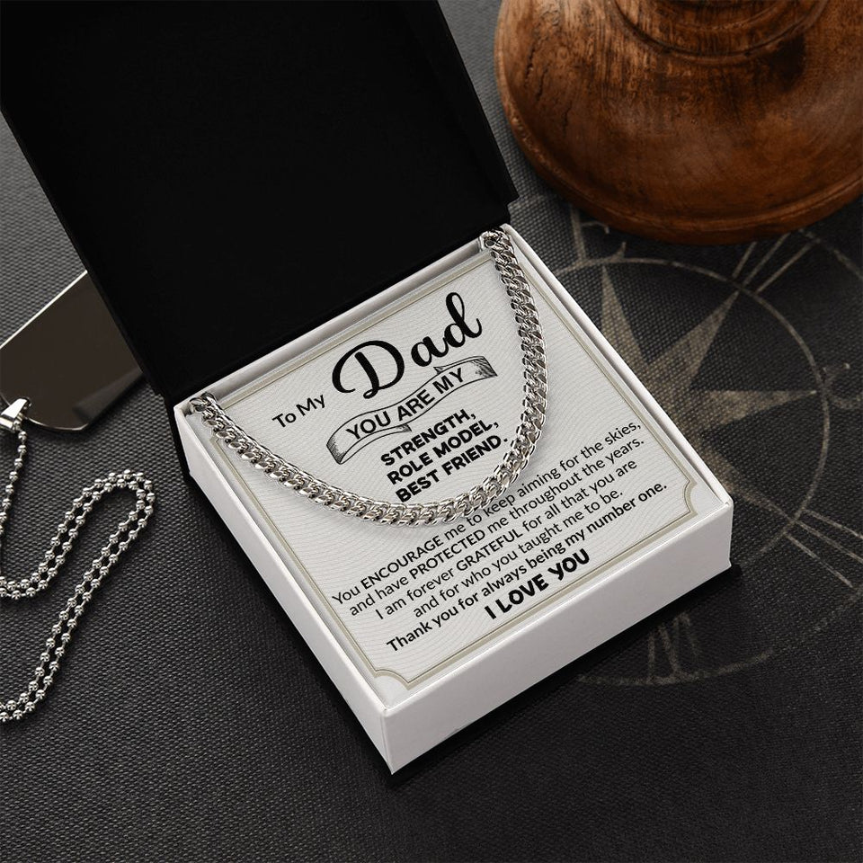 Dad You Are My Strength Cuban Link Chain Necklace