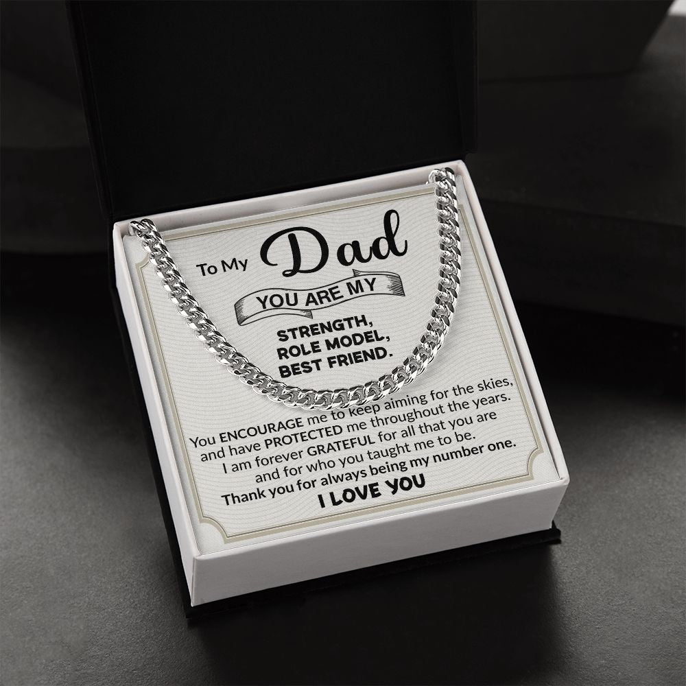 Dad You Are My Strength Cuban Link Chain Necklace